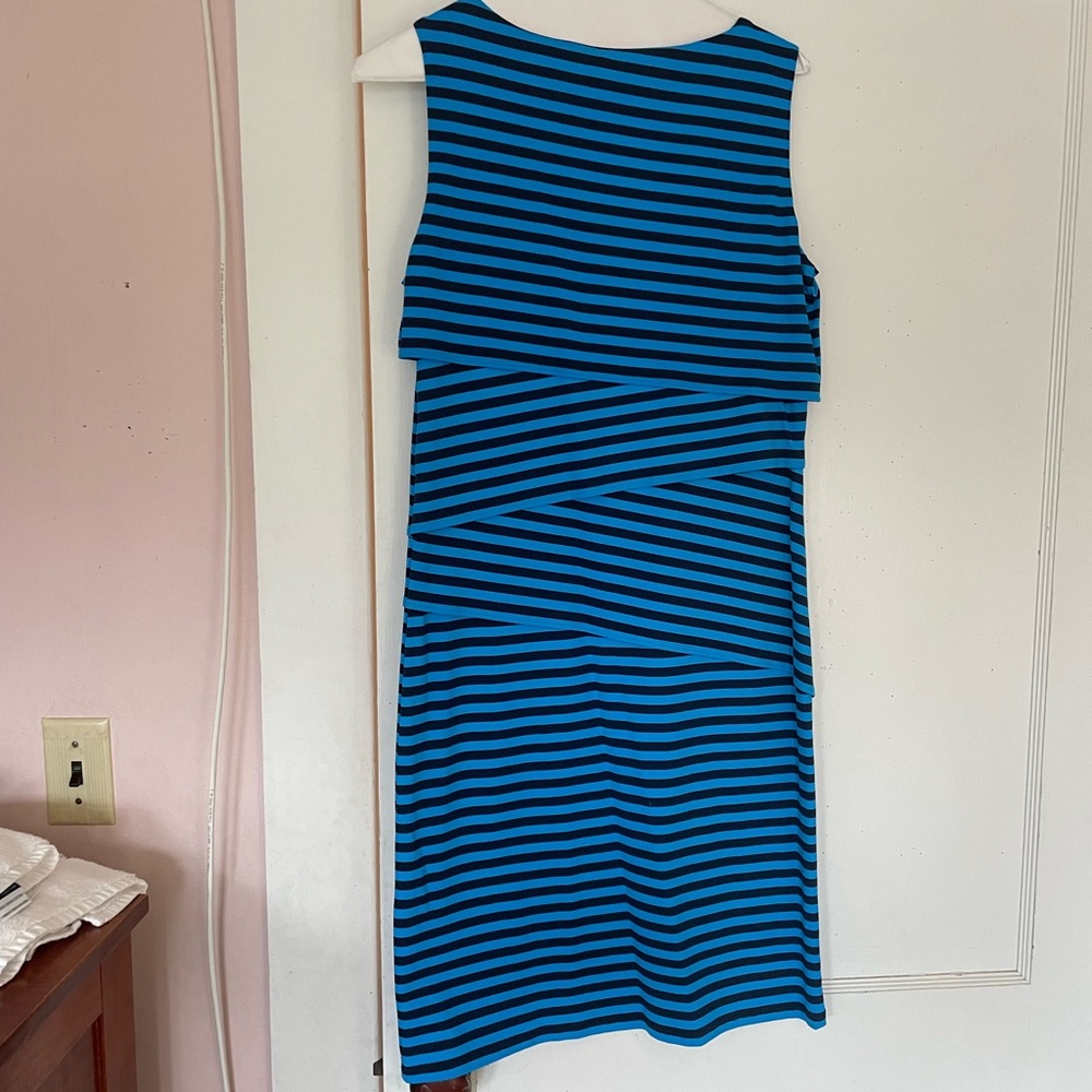Bright blue and navy striped dress